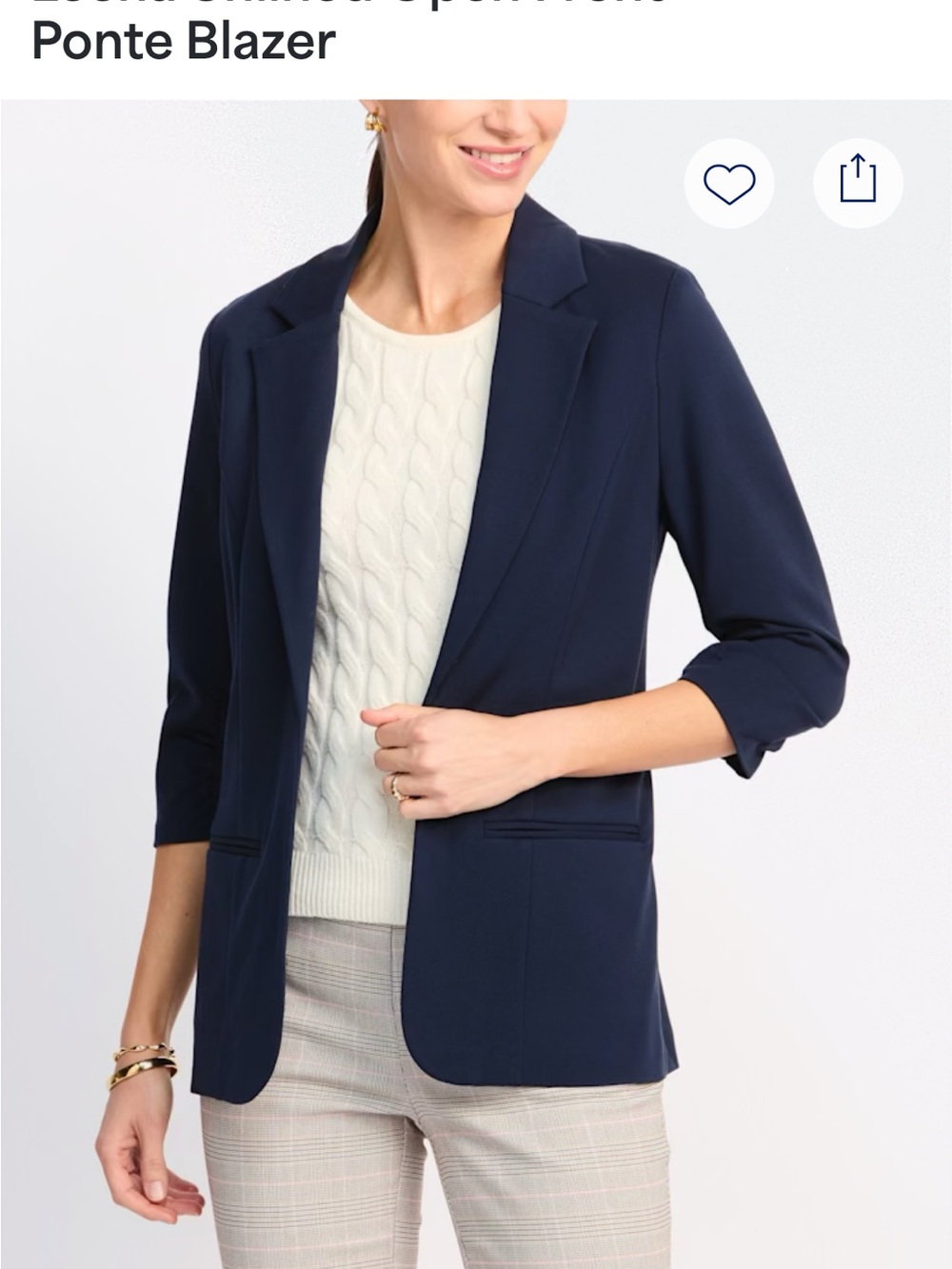 41 Hawthorn Navy Ponte Open-Front Blazer